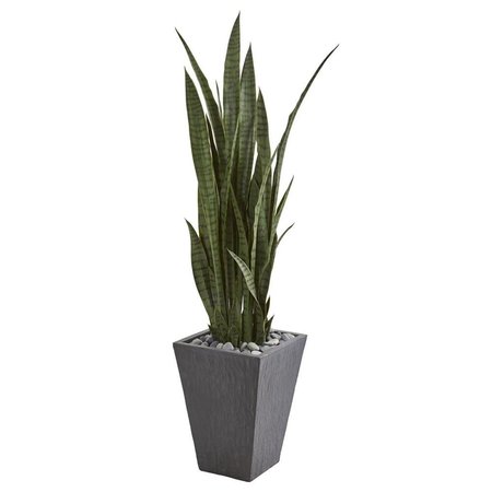 NEARLY NATURALS 57 in. Sansevieria Artificial Plant in Slate Planter 9434